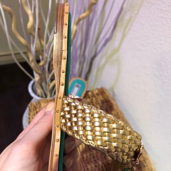 NEW Ivy Kirzhner Gold Tutankhamen Leather Sandals - Picture 10 of 15